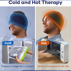 Headache Relief Hat | 360° Cooling Migraine Cap & Ice Head Wrap for Sinus, Puffy Eyes & Stress Relief