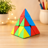 Multicolor triangle puzzle cube with smooth edges
