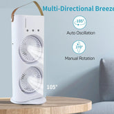 Double Head Mist Cooling Fan with Remote | 3-Speed USB Rechargeable Air Cooler for Desk & Bedroom (1 Pc With Remote)
