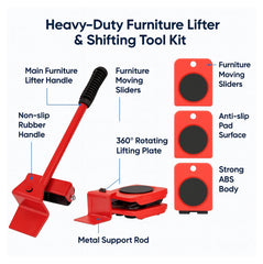 Heavy Furniture Lifter & Moving Tool Set | 5-in-1 Furniture Shifting Kit