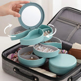 4-Layer 360° Rotating Jewellery Organizer with Mirror – Portable Storage Box