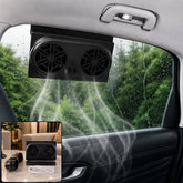 Solar powered car window ventilation fan installed view