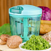 Manual Stainless Steel Vegetable & Fruit Chopper with 5 Sharp Blades | High-Capacity Food Cutter for Kitchen, Travel & Camping