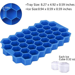 Silicone Ice Cube Tray 37 Grid | Honeycomb Flexible Ice Mould for Drinks, Whiskey & Kitchen Use