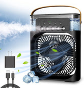 Mini Air Cooler Fan with Mist & LED Light | USB Rechargeable Portable Humidifier Fan for Desk & Travel