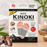 Kinoki Cleansing Detox Foot Pads box with product information and images of feet using the pads.