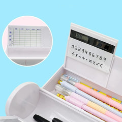 8 in 1 plastic compass box in hand, demonstrating size and portability
