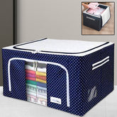 Foldable Steel Frame Clothes Storage Box – Large Capacity Organizer Bag for Sarees, Blankets, Toys & Bedding (66L)