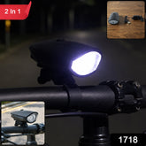 2 In 1 Usb Rechargeable Led Bicycle Front Light With Bracket (1 Pc)