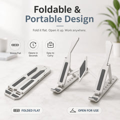 Multi-Position Adjustable Tablet, Mobile & Laptop Stand | Ergonomic Bracket Holder with Foldable Legs & High-Quality Fibre (1 Pc)