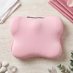 A pink lumbar support cushion with dimensions of 39 cm width and 30 cm height shown on a white background.