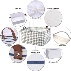 Foldable Fabric Storage Box with Handles | Large Capacity Cloth Organizer Basket for Clothes, Toys & Household Storage (47 × 28 cm)