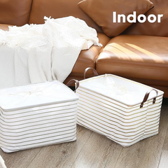 Foldable Fabric Storage Box with Handles | Large Capacity Cloth Organizer Basket for Clothes, Toys & Household Storage (47 × 28 cm)