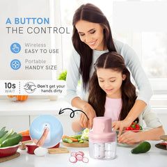 Electric Mini Garlic Chopper 250ml | USB Rechargeable Food Chopper with Stainless Steel Blades | Portable Kitchen Grinder