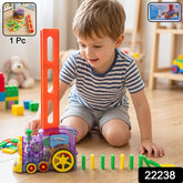 Automatic Domino Laying Train Engine Toy With Light And Music For Kids (1 Pc)