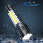 7528 Mini Search Rechargeable Led Long Range Flashlight Emergency Light Torch