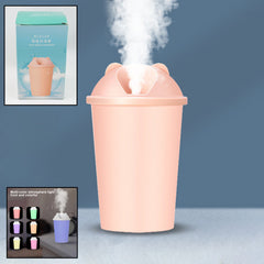 Cute Bear USB Mini Humidifier – Portable Air Humidifier with Multicolor Light for Bedroom, Car & Office (1 Pc)