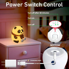 Panda 7-Color LED Silicone Touch Lamp | Rechargeable Night Light for Kids’ Room | Soft Glow Sleep Lamp & Cute Gift
