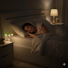 LED Dream Night Light with Auto Sensor, Multicolor Mushroom Plug Lamp