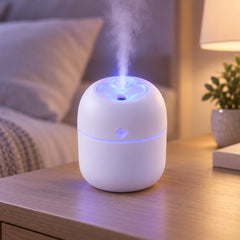 Portable Mini USB Humidifier with Night Light – 220 ML Cool Mist Diffuser for Home, Office & Travel