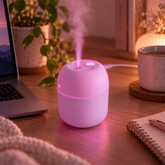 Portable Mini USB Humidifier with Night Light – 220 ML Cool Mist Diffuser for Home, Office & Travel