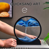 Moving Sand Art Picture Decor 3d Deep Sea Sandscape Liquid Motion Round Glass Frame Display Flowing Sand Relaxing Gift For Kids Adults Painting Artistic Sandscape For Home Office Ornament Desktop Art Bookshelves Decoration