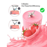 5334a Blender Portable Juicer For Smoothie Juice Vegetable Shakes With 6 Blades Wireless Charging Mini Personal Size Mixer Bottle Grinder 420 Ml Multicolor