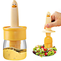 2-in-1 Oil Dispenser Bottle with Silicone Brush – Heat Resistant Glass Oil Bottle for Cooking, BBQ & Baking