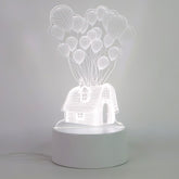 3D Illusion LED Lamp – House & Balloons Design USB Night Light