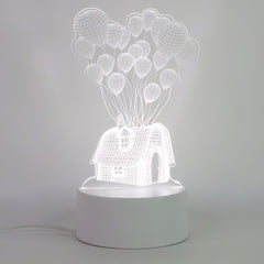 3D Illusion LED Lamp – House & Balloons Design USB Night Light