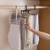 Adjustable 5-in-1 Trouser Pants Hanger – Multi-Layer Closet Organizer for Space Saving & Neat Wardrobe Storage
