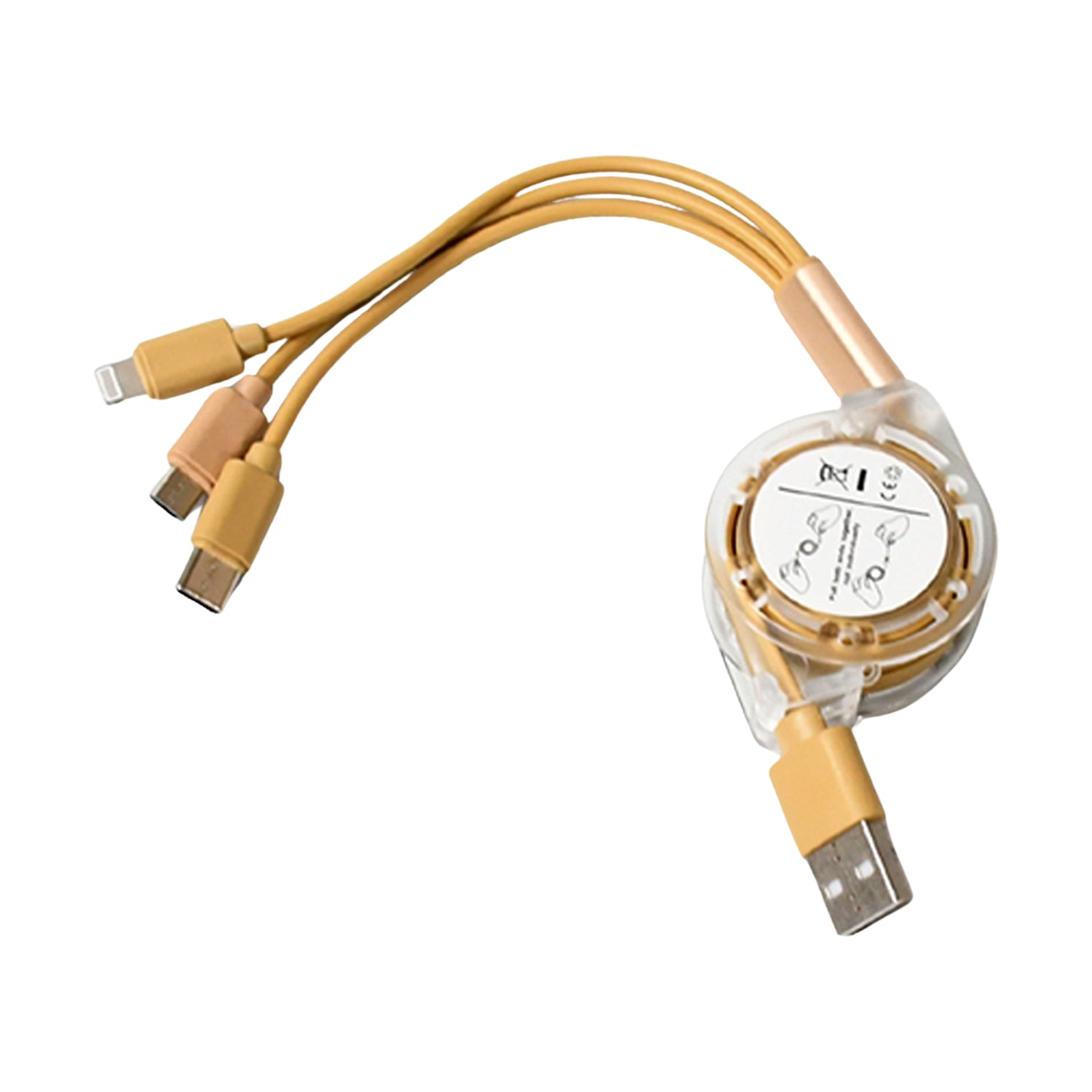 Demonstration of the flexible, retractable mechanism of the universal charging cable.