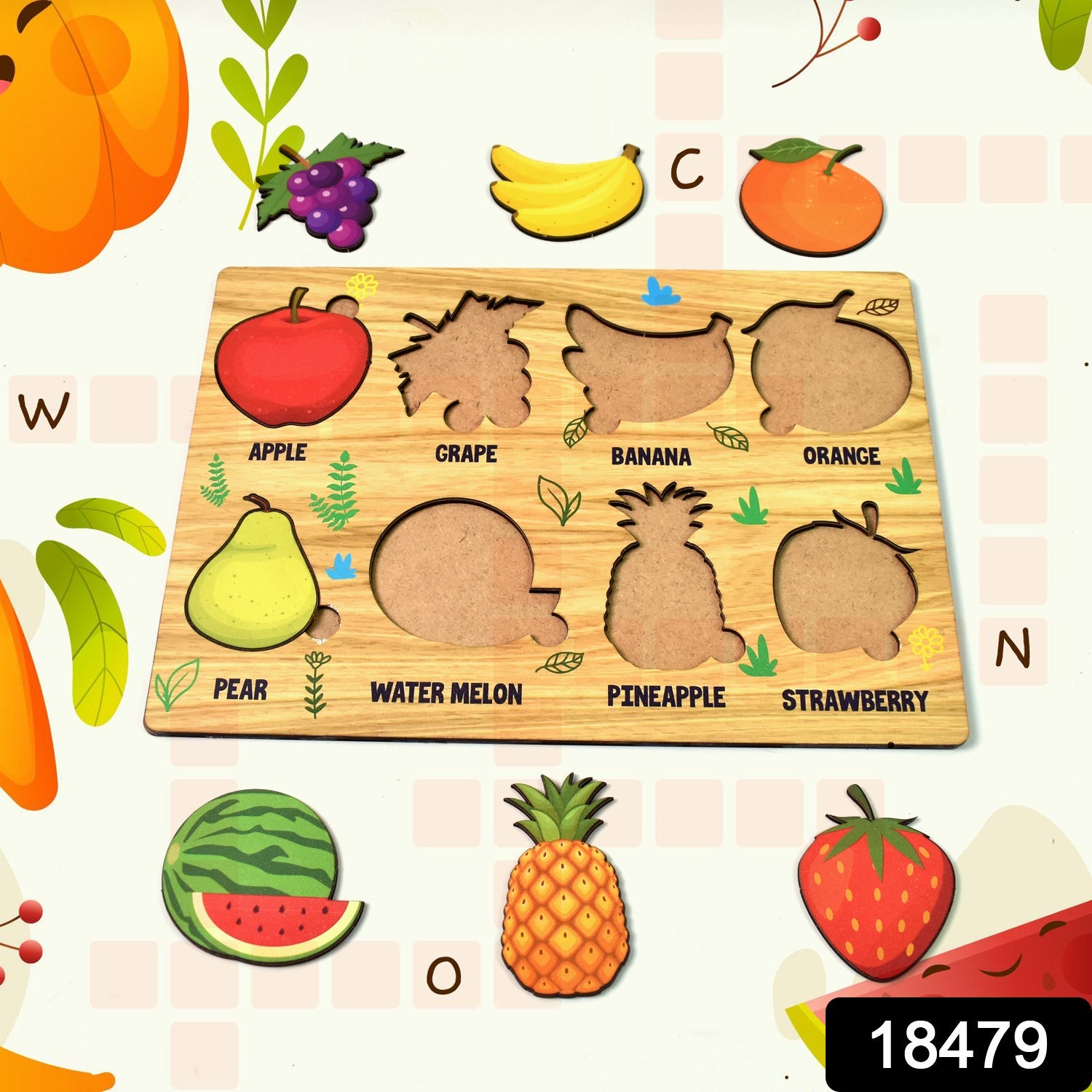 Wooden Fruit Puzzle – Toddler Learning Board | Inventive Play