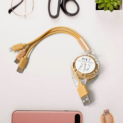 Multi-device charging with the retractable cable, powering a phone and tablet simultaneously.