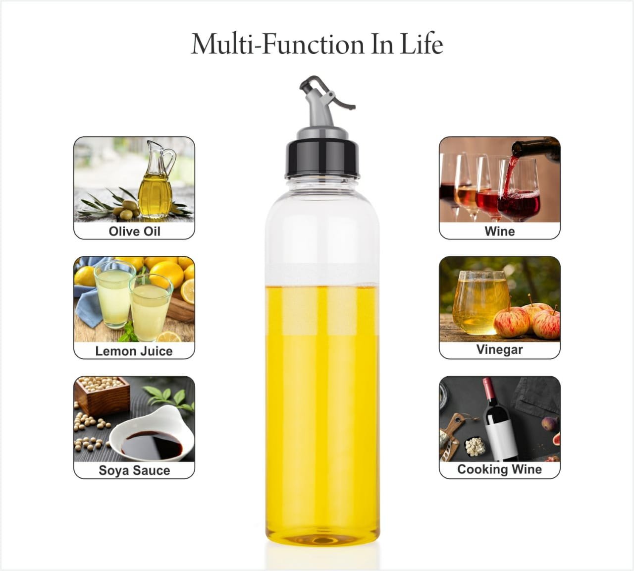 Plastic Oil Dispenser – 1 Litre Transparent Bottle | Vastate