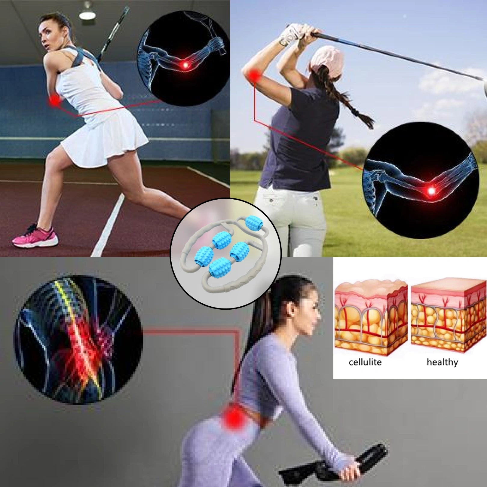 Muscle Massage Roller 5 Wheels Relieve Soreness Leg Muscle Roller Fitness Roller Muscle Relaxer Massage Roller Ring Clip All Round Massaging Uniform Force Elastic Pp Drop Shaped For Home Use (1 Pc)