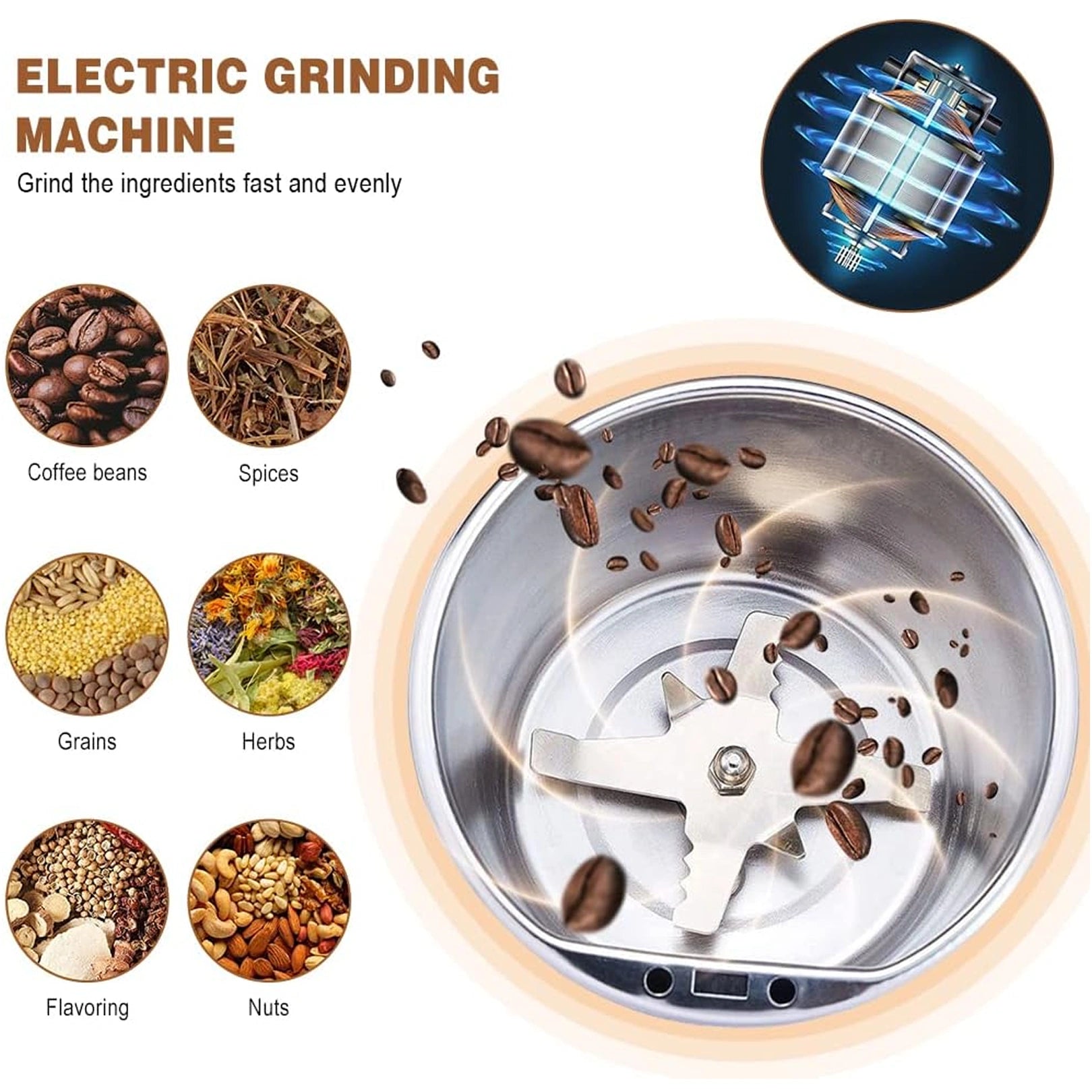 5324 Mini Mixer Small Blander Power Full Mini Grinder Electric Coffee Bean Grinder Grinder Machine Portable Grinder For Home And Office.