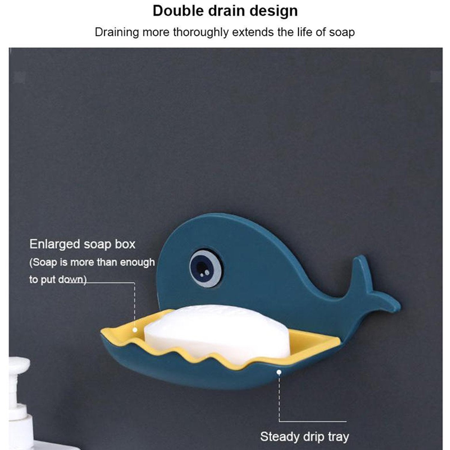Wall Mounted Soap Holder – Fish Shape Double Layer Adhesive | VelvetBubbles