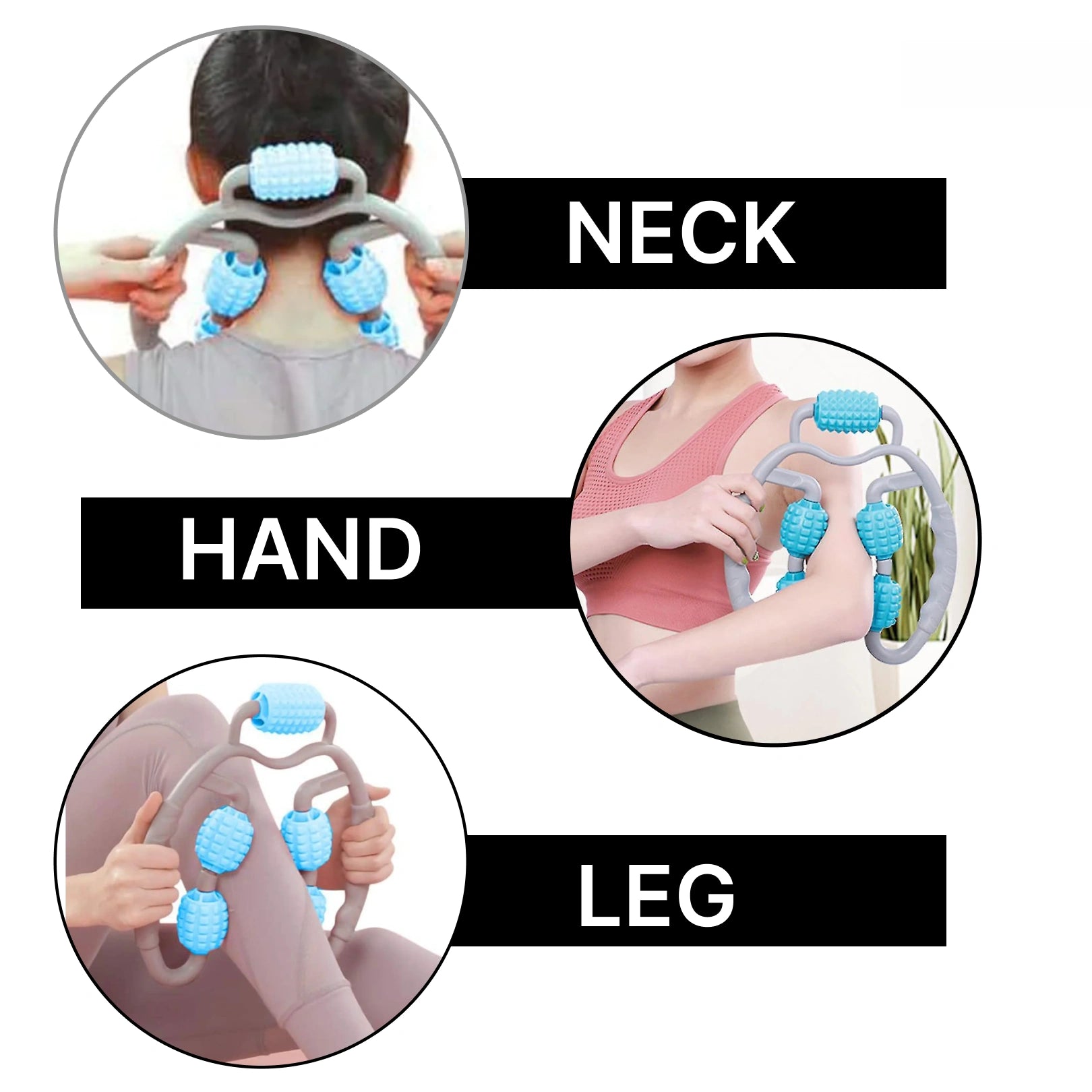 Muscle Massage Roller 5 Wheels Relieve Soreness Leg Muscle Roller Fitness Roller Muscle Relaxer Massage Roller Ring Clip All Round Massaging Uniform Force Elastic Pp Drop Shaped For Home Use (1 Pc)