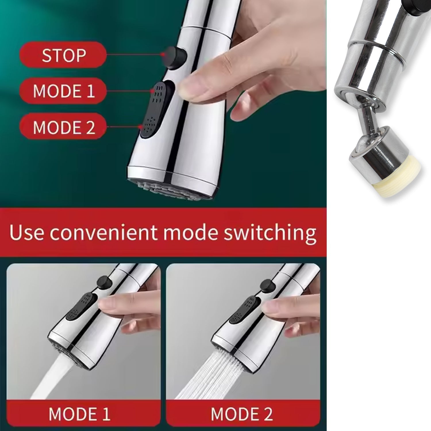 Kitchen Faucet Sprayer – 3-Function Pull Down