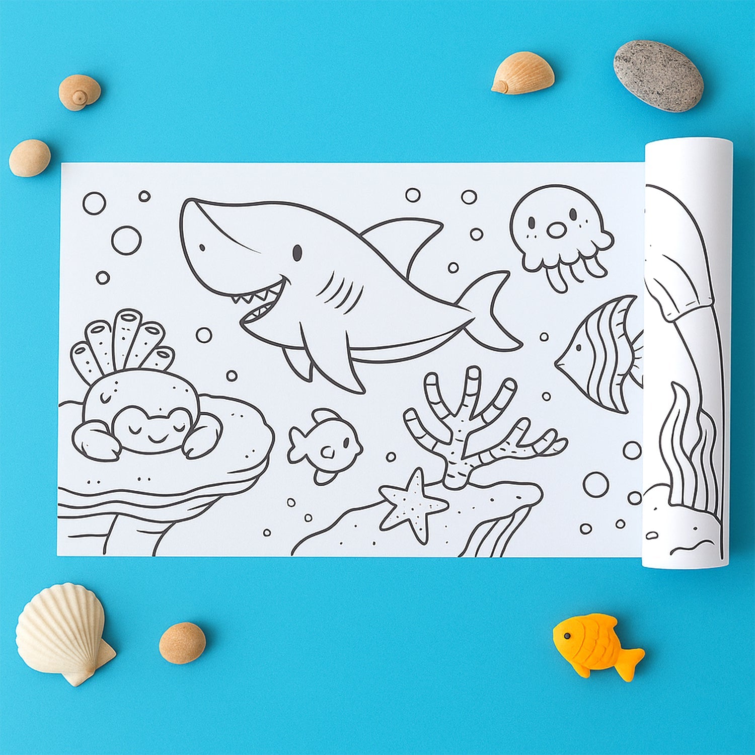 Educational Coloring Roll – Giant Ocean-Themed Art Paper for Kids
