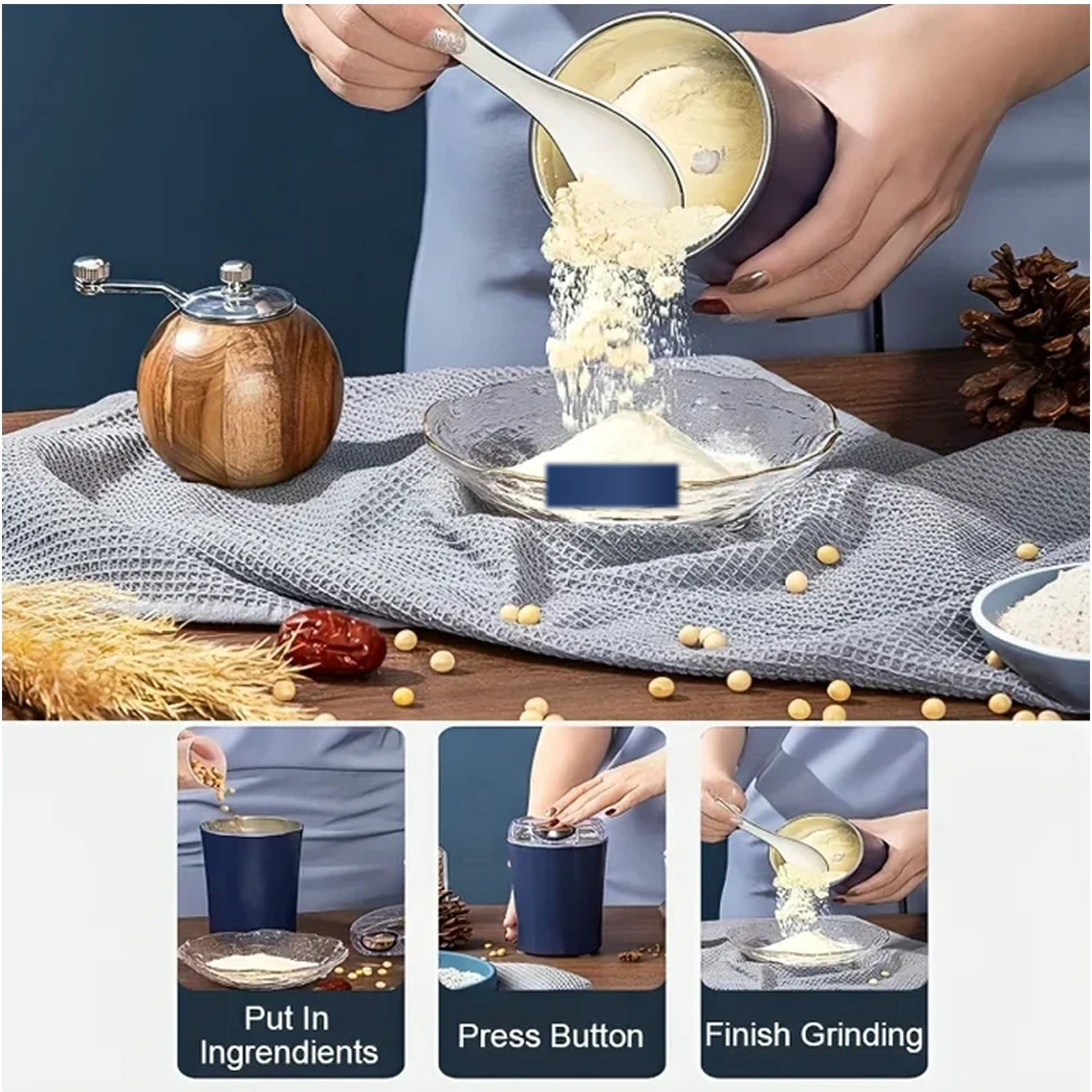 5324 Mini Mixer Small Blander Power Full Mini Grinder Electric Coffee Bean Grinder Grinder Machine Portable Grinder For Home And Office.