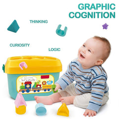Baby Shape Sorter Toy with Geometric Stacking Blocks (16 Pc)