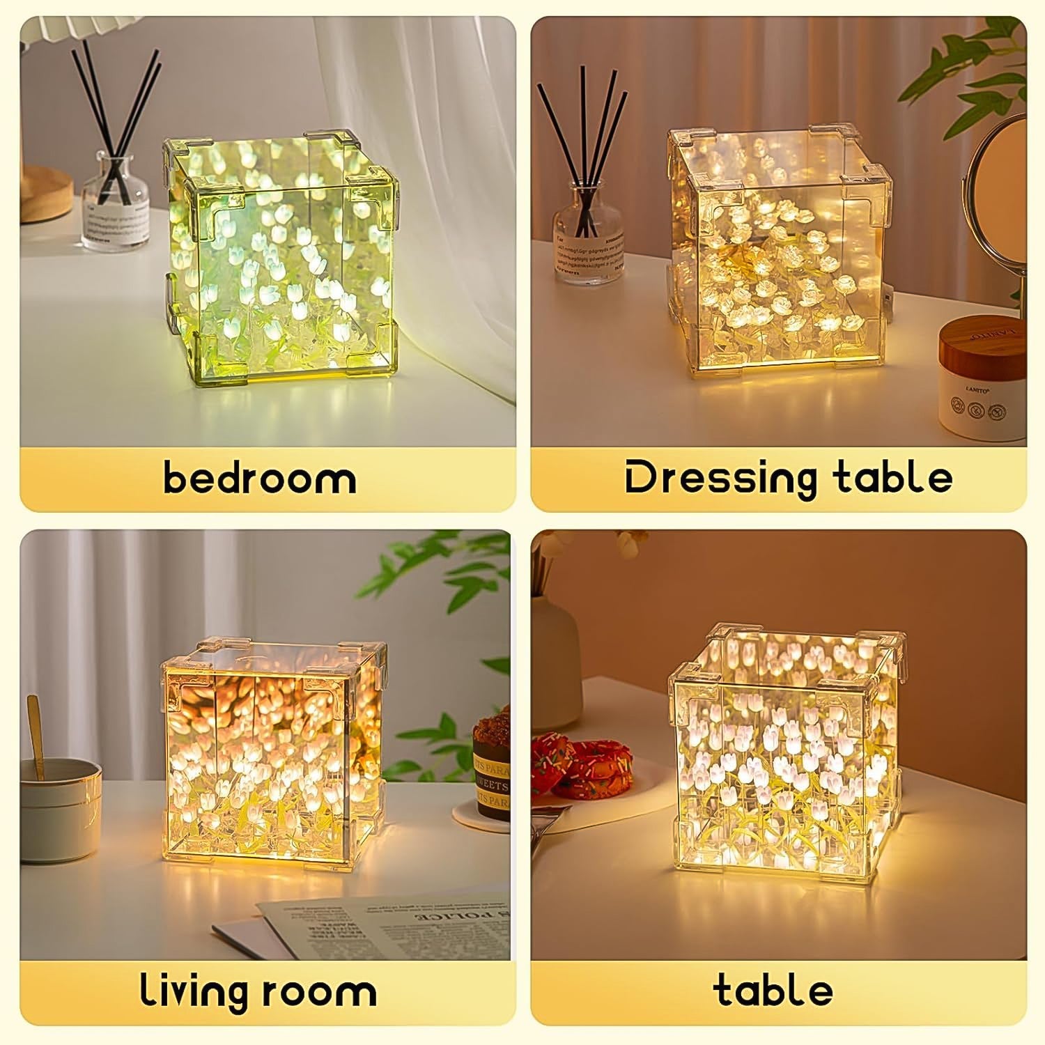 Tulip LED Night Lamp – Decorative Mirror & Light | Styleva