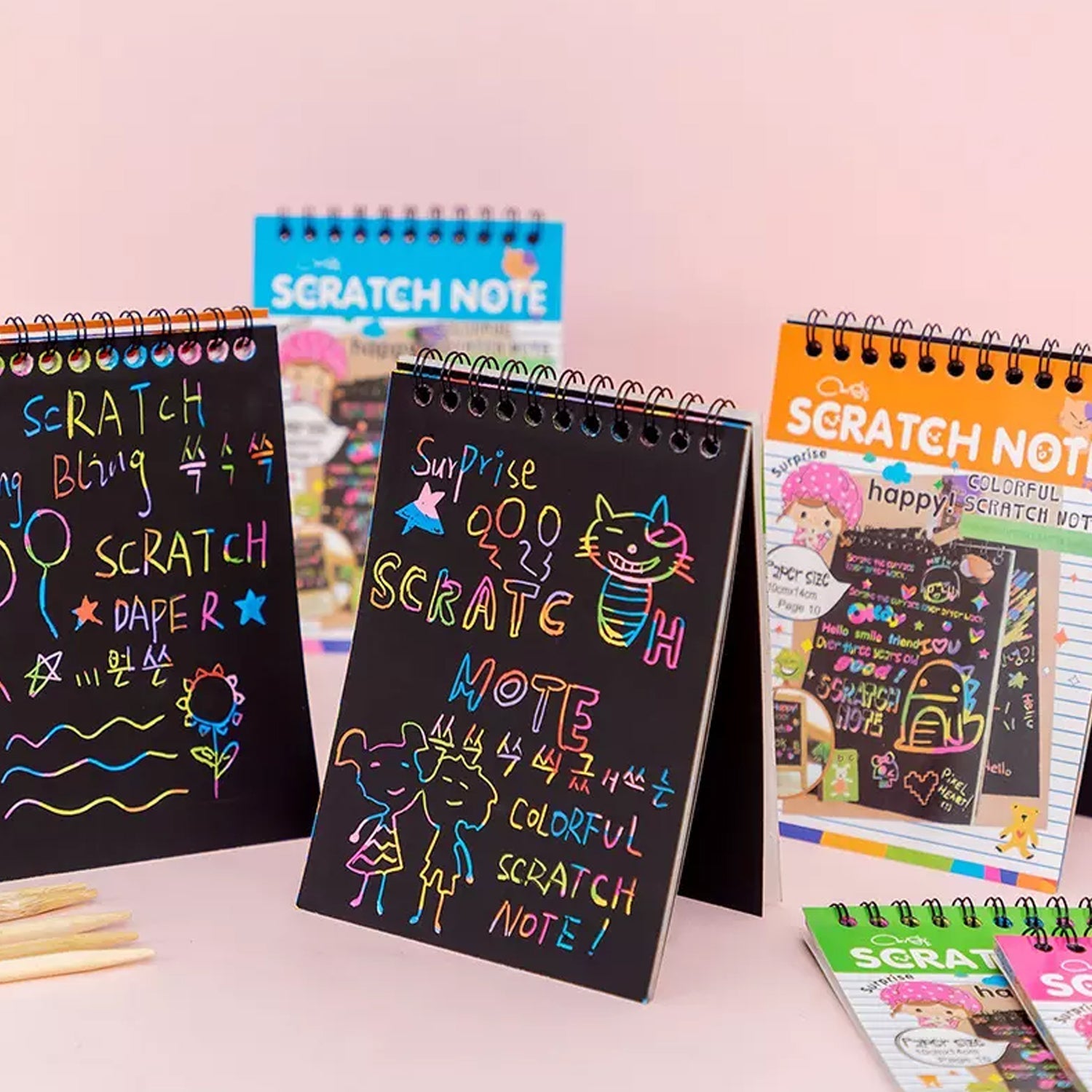 Rainbow Art Scratch Book – 10 Pages & Tool | Colorful Creations