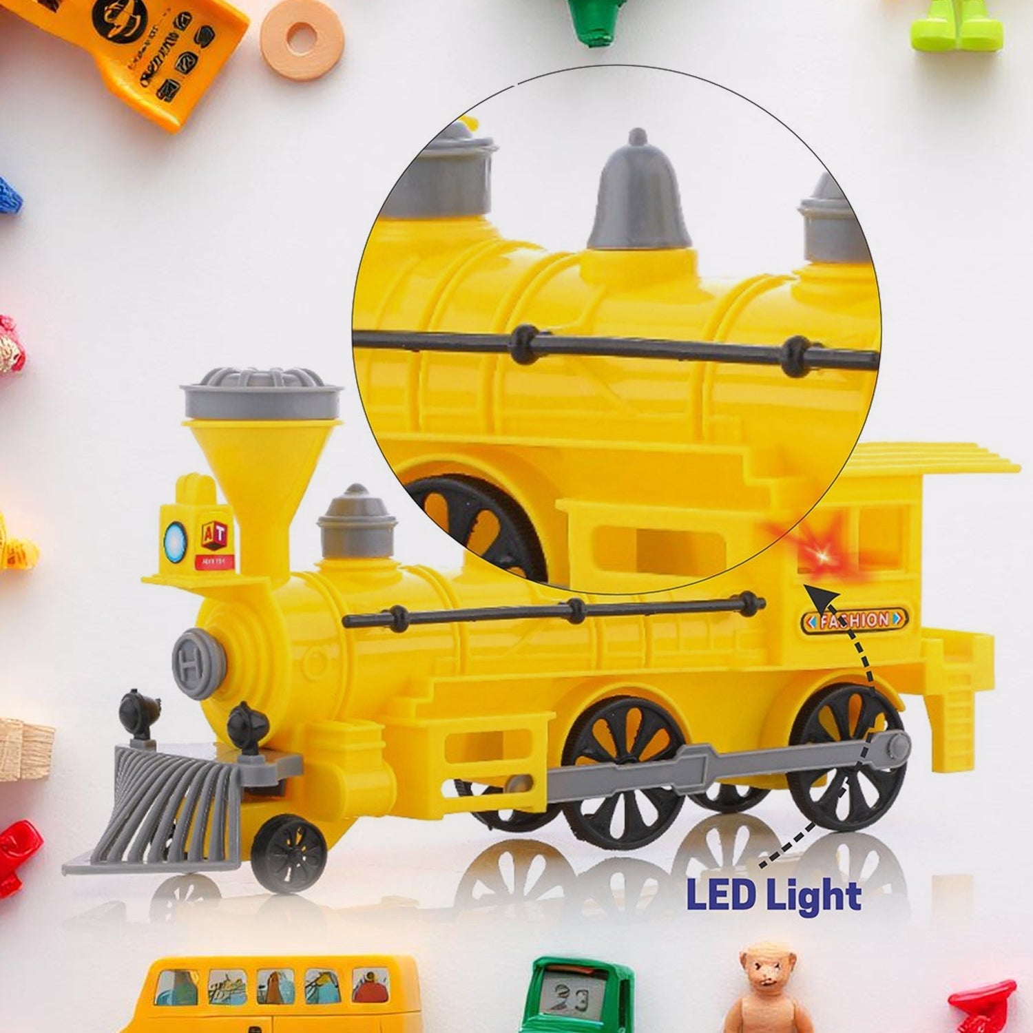Pull Back Train Toy – LED Lights & Safe Play for Kids | Aditi