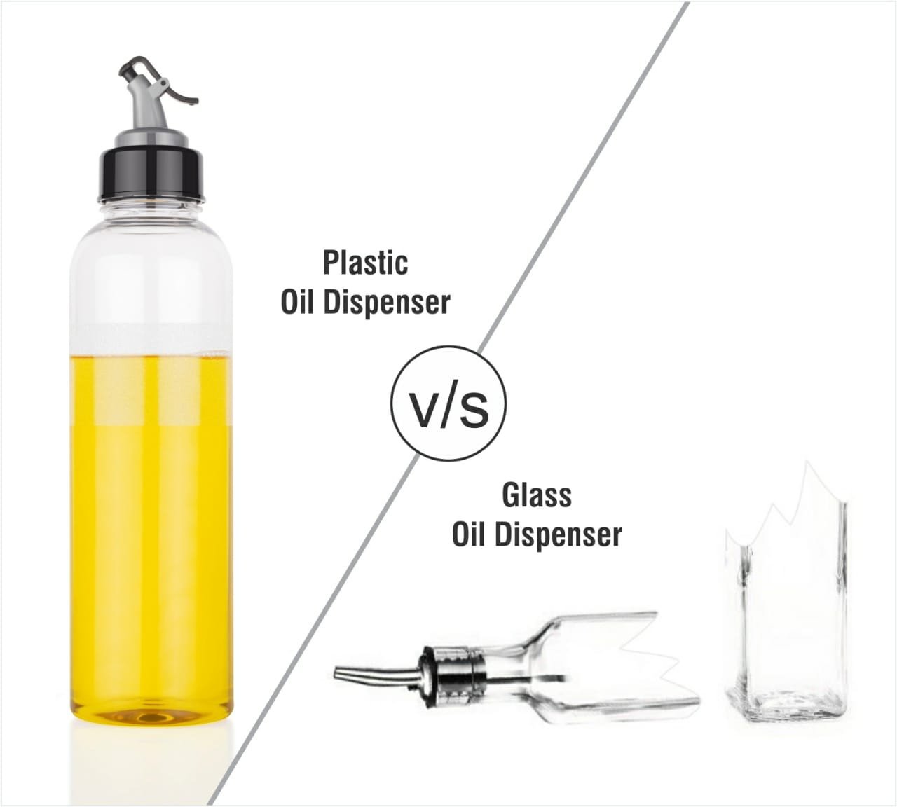 Plastic Oil Dispenser – 1 Litre Transparent Bottle | Vastate