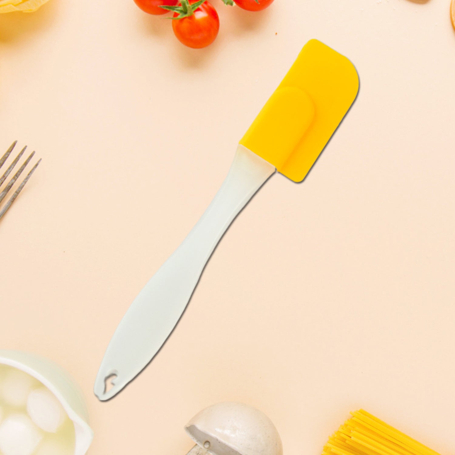 Close-up of the silicone spatula head highlighting its non-stick surface.