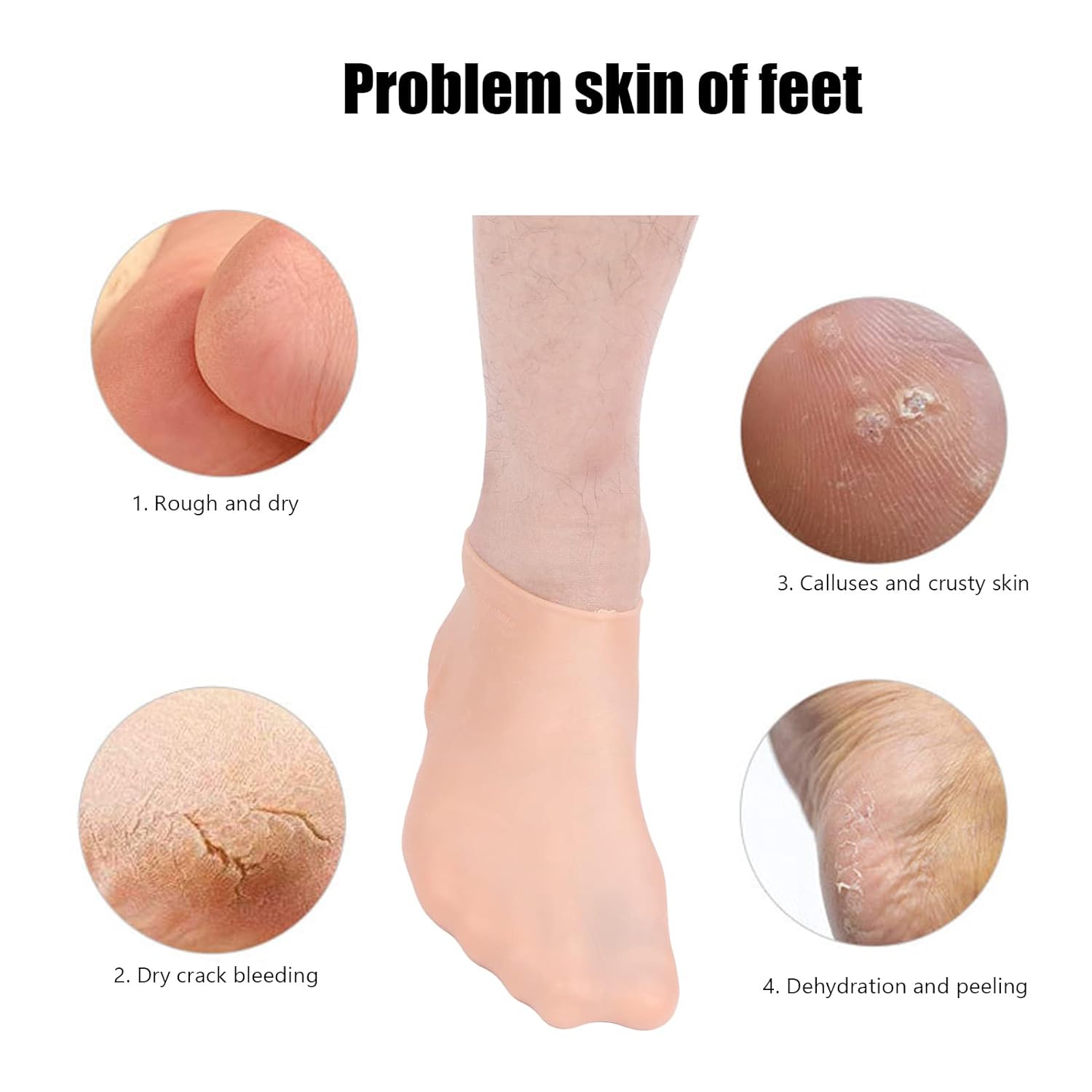 Soft step heel silicone socks offering heel softening and an anti-slip design for comfort.