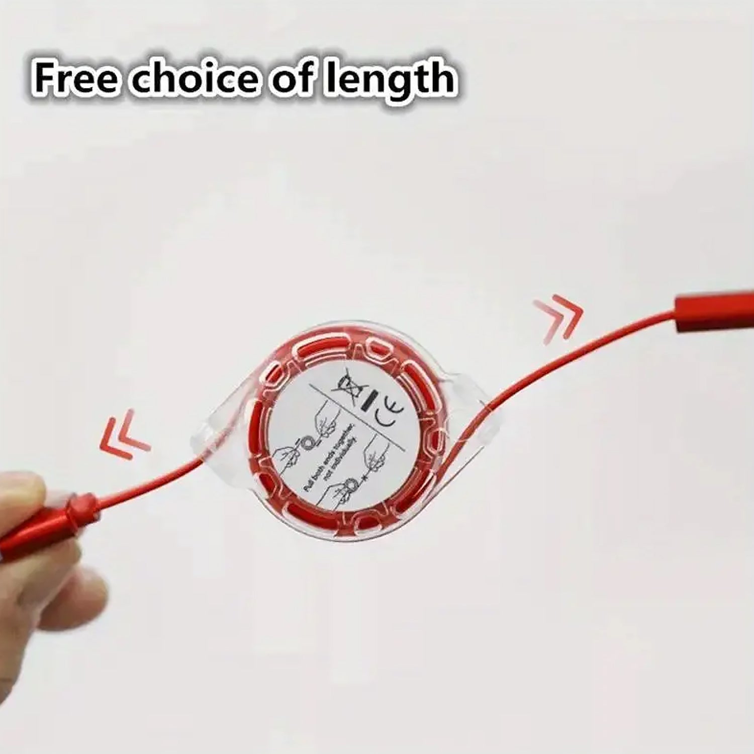 The compact retractable charging cable easily fits into a small bag for travel.